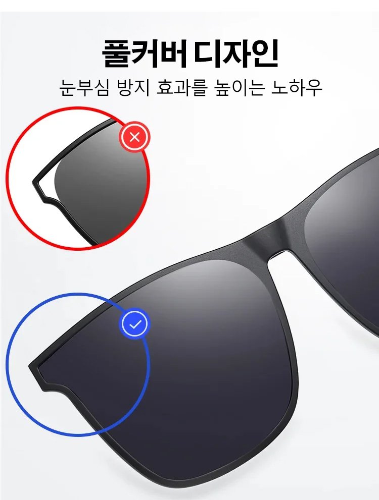 자외선 차단 효과를 보여주는 편광 렌즈 집게