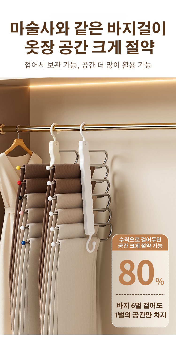 세로로 걸어 공간을 절약한 옷장 모습