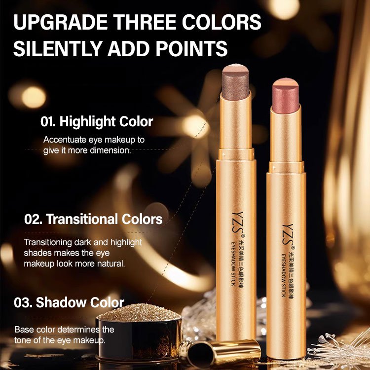 【A Touch of Three Colors】Golden Diamond Three-Color Eyeshadow Stick