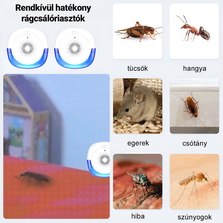Egér-, szúnyog- és rovarriasztó készülék.