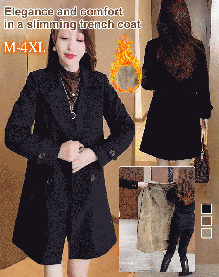 Mid-length fleece trench coat