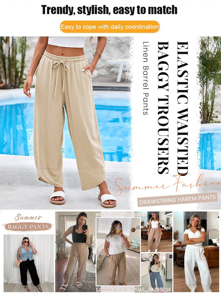 Women's wide-leg casual pants with pockets