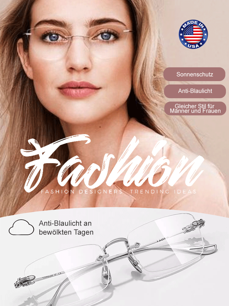 Intelligente, farbwechselnde, ultraklare, randlose Presbyopiebrille mit Zoomfunktion