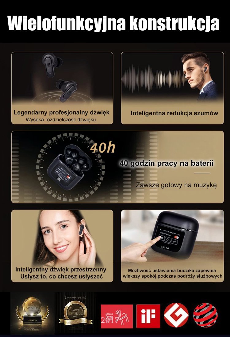 【JBL】Inteligentny zestaw słuchawkowy Bluetooth