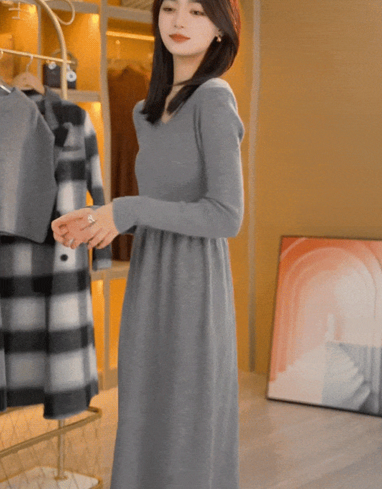 모던 도톰 미디 원피스 니트 세트