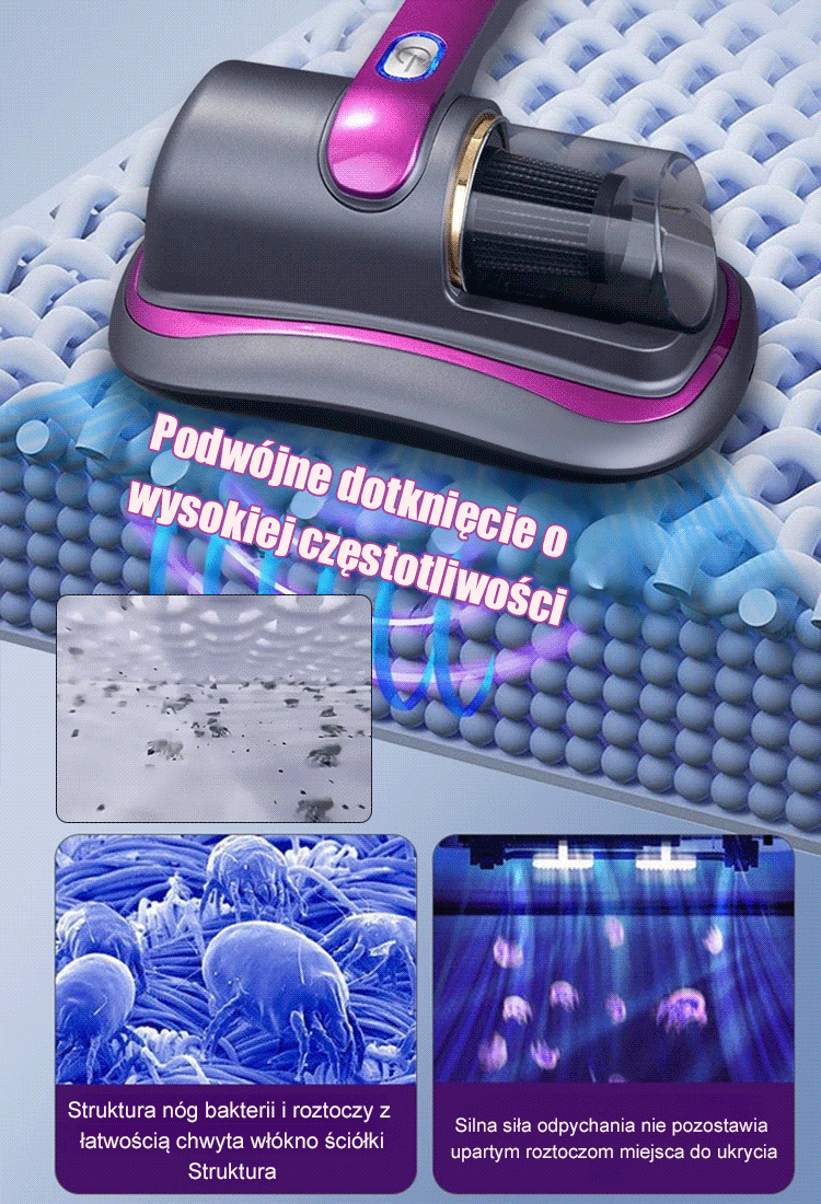 Bezprzewodowy odkażacz UV do usuwania roztoczy