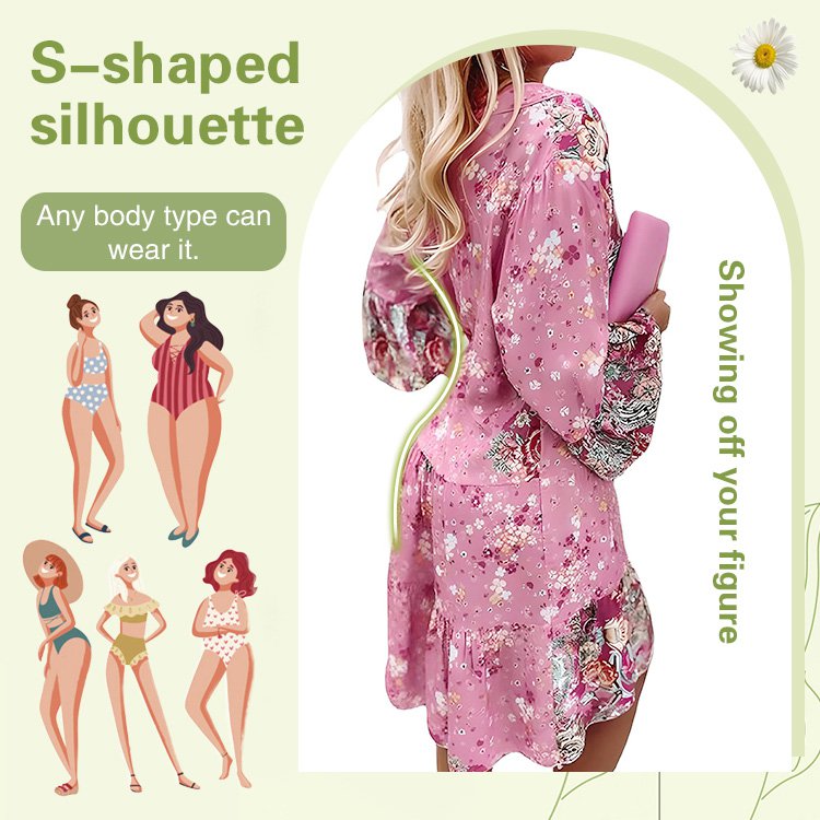 Women's V-Neck Bell Sleeve Swing Dress