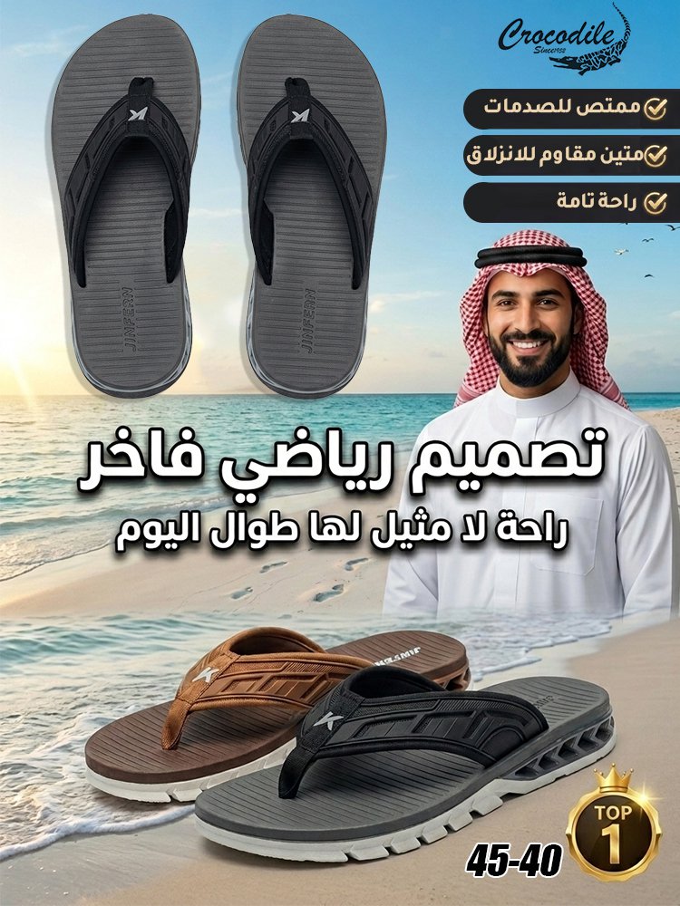 صندل كاجوال جلدي بستايل راقي إيطالي مع وسادة هوائية لامتصاص الصدمات 
