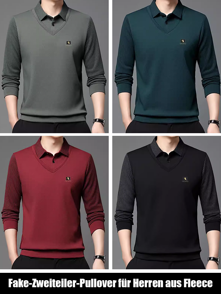 Fake-Zweiteiler-Pullover für Herren aus Fleece