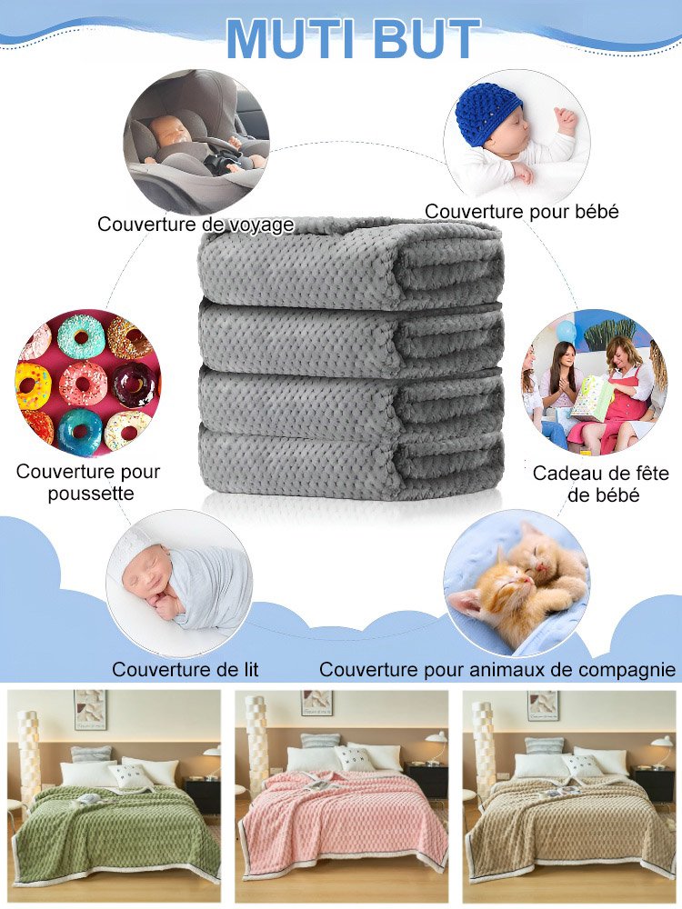 Couverture épaissie à double couche avec des points minky 