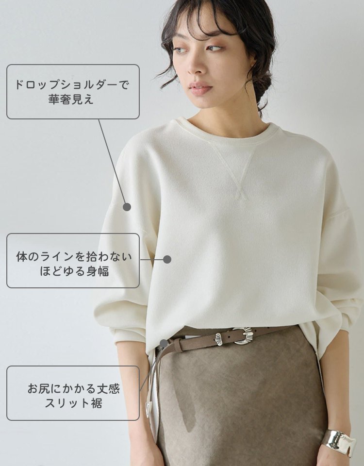【人気インナー】レディースベーシックシンプル長袖スウェットシャツ 