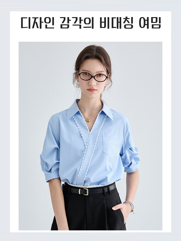 여성용 V넥 반소매 셔츠