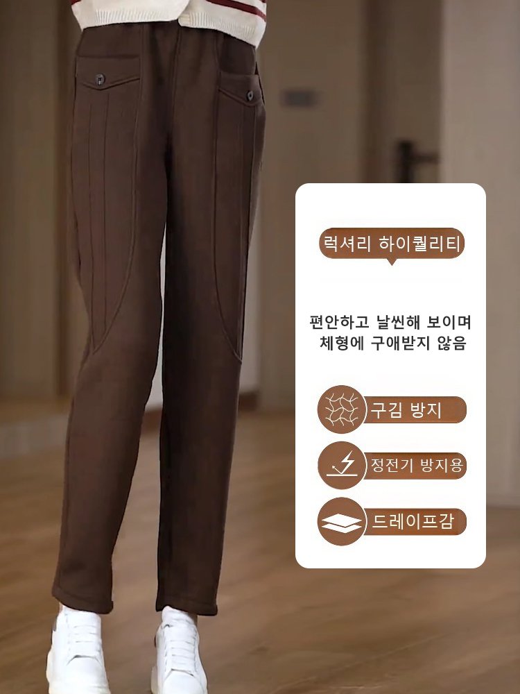 기모 보온 하이웨이스트 날씬해 보이는 배기바지  