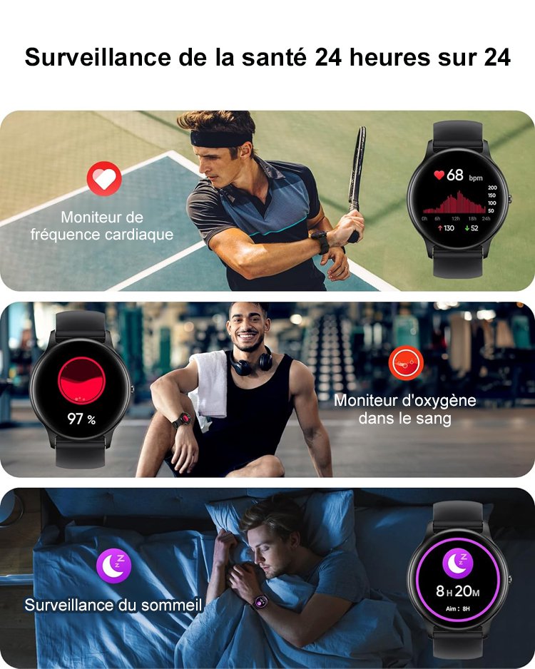 Montre de sport avec surveillance de la fréquence cardiaque et de la pression artérielle D18