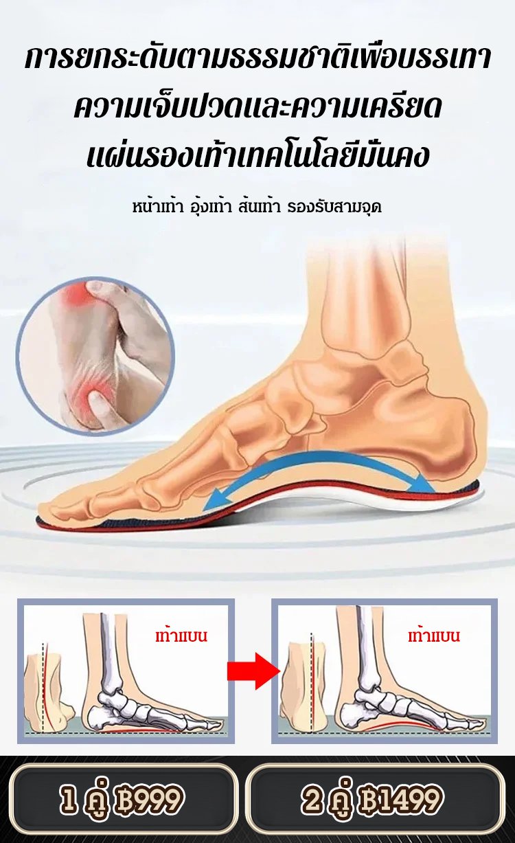 【รองรับอุ้งเท้า】รองเท้าลำลองผู้ชายสวมใส่สบาย เสริมความสูง 5 ซม.