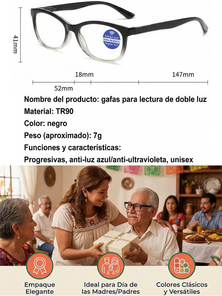 Gafas de lectura inteligentes con zoom HD y patas de resorte