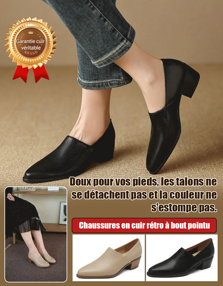 Chaussures vintage à bout pointu en peau d'agneau
