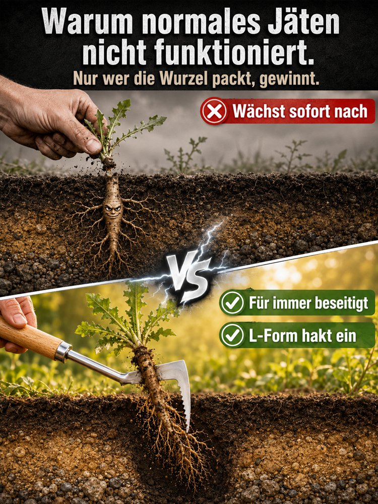 Unkrautentferner mit rechtwinkligem Design für Gartenarbeit