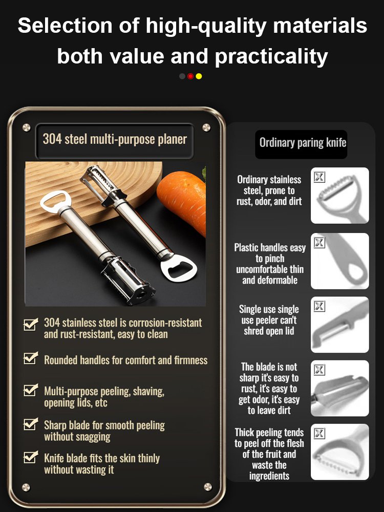 All-purpose 4-in-1 multifunctional stainless steel peeling knife