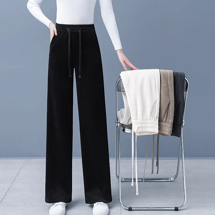【冬の新作、先着50名様限定で半額】ウエストゴム美脚ワイドパンツ