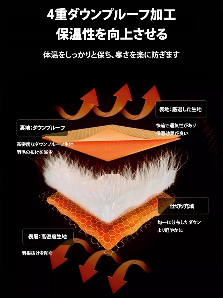 フード付きショート丈フェックレイヤードのダウンジャケット