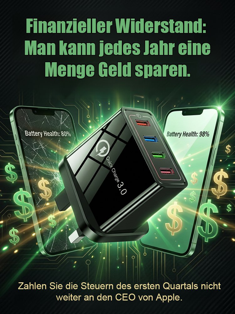 【Erhöhen Sie die Akkulaufzeit Ihres Handys】Vier-Port-Reiseladegerät