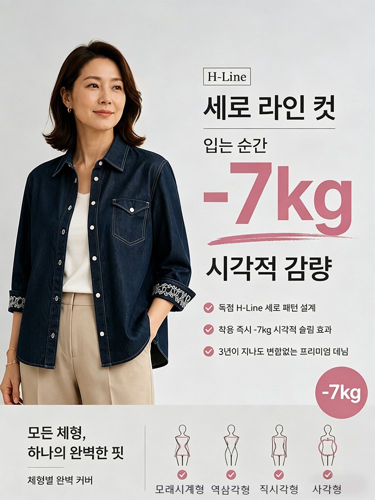 【콜라보 한정】7부 소매 데님 셔츠 자켓