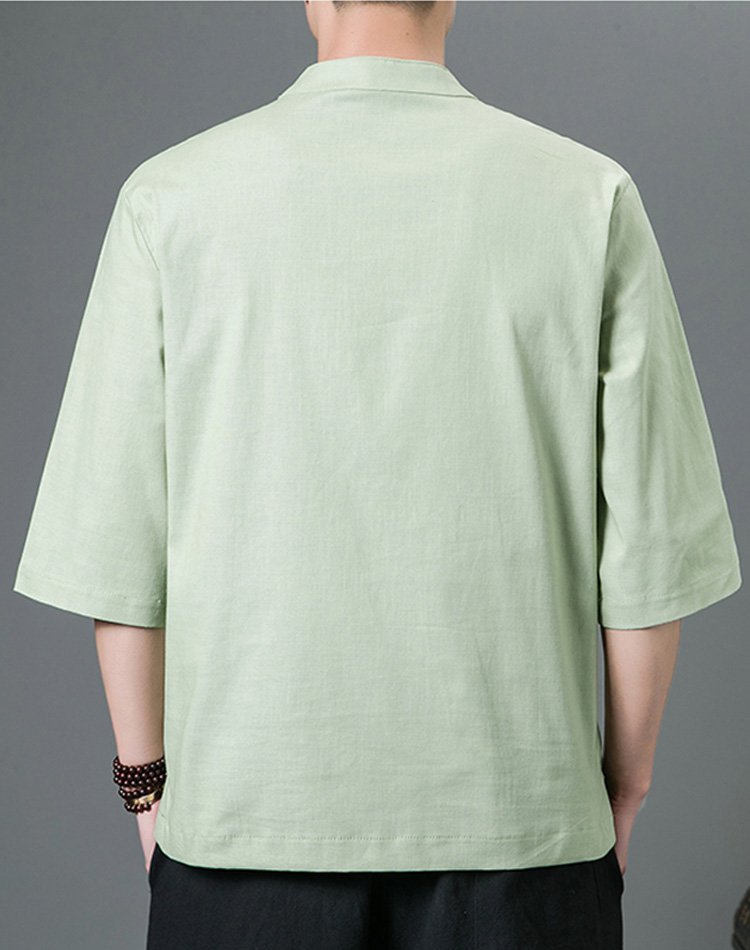 半袖綿麻シャツ