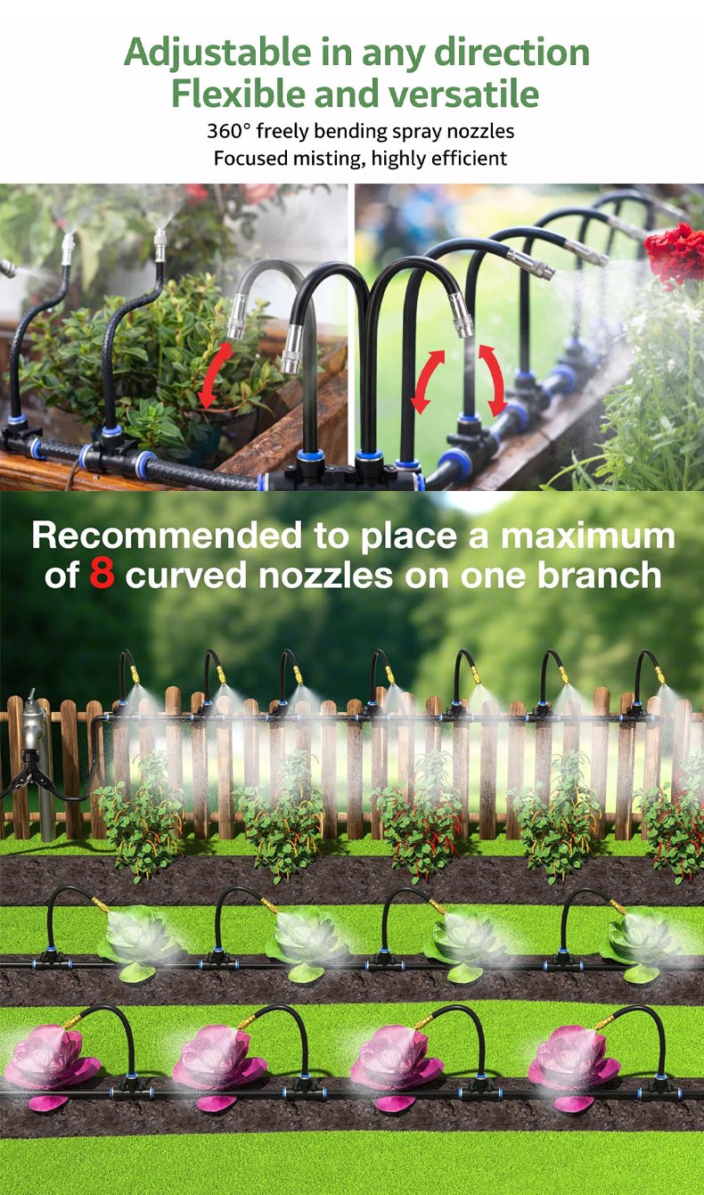 Easy-to-install water-saving mist nozzle for gardens