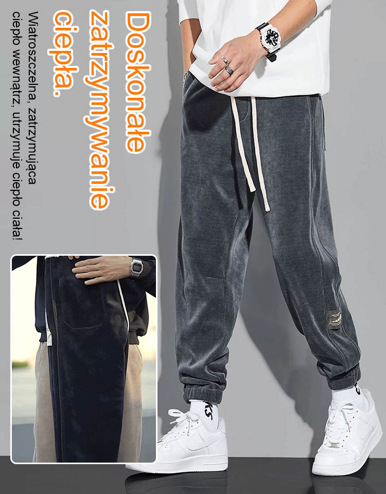 Zimowe spodnie sztruksowe z wkładką dla mężczyzn