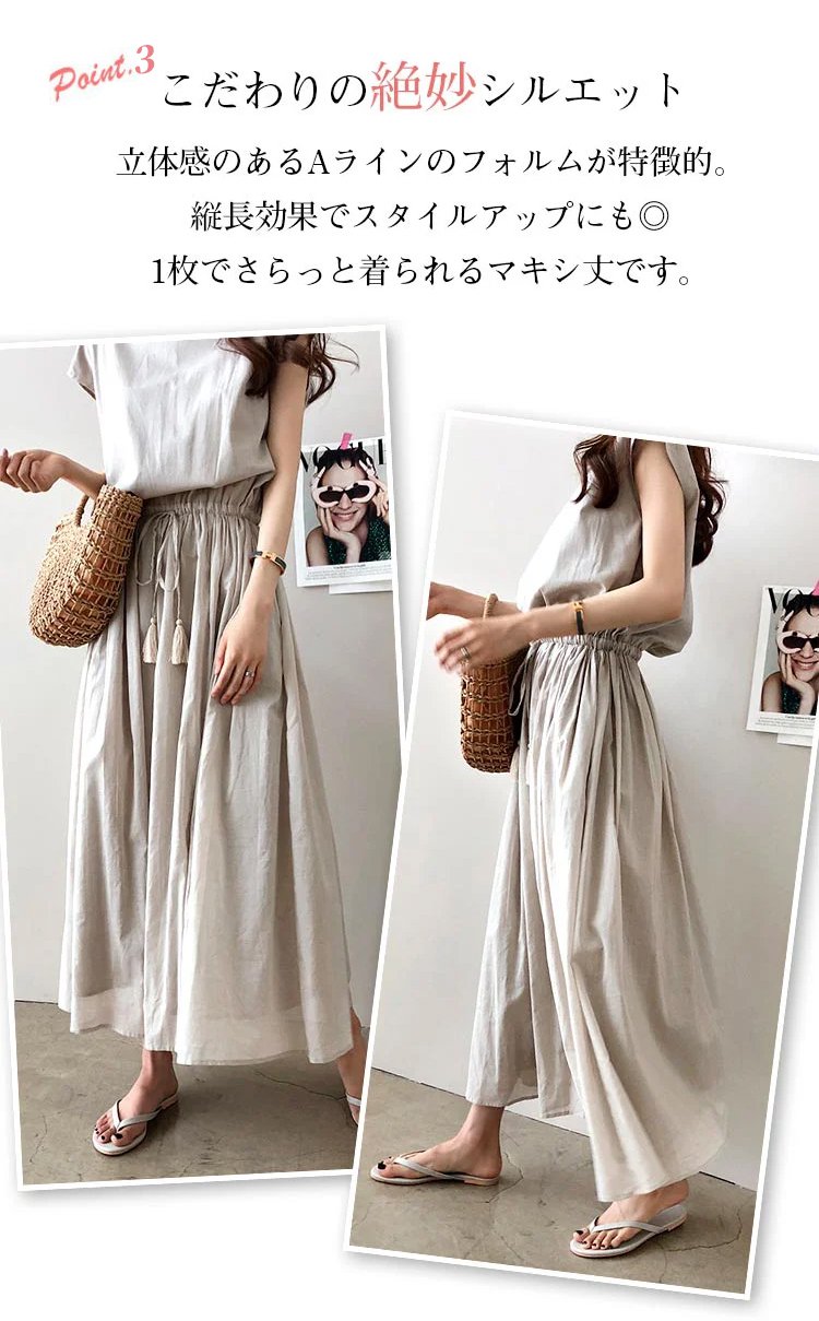 夏にぴったりの綿麻ワンピース着用イメージ