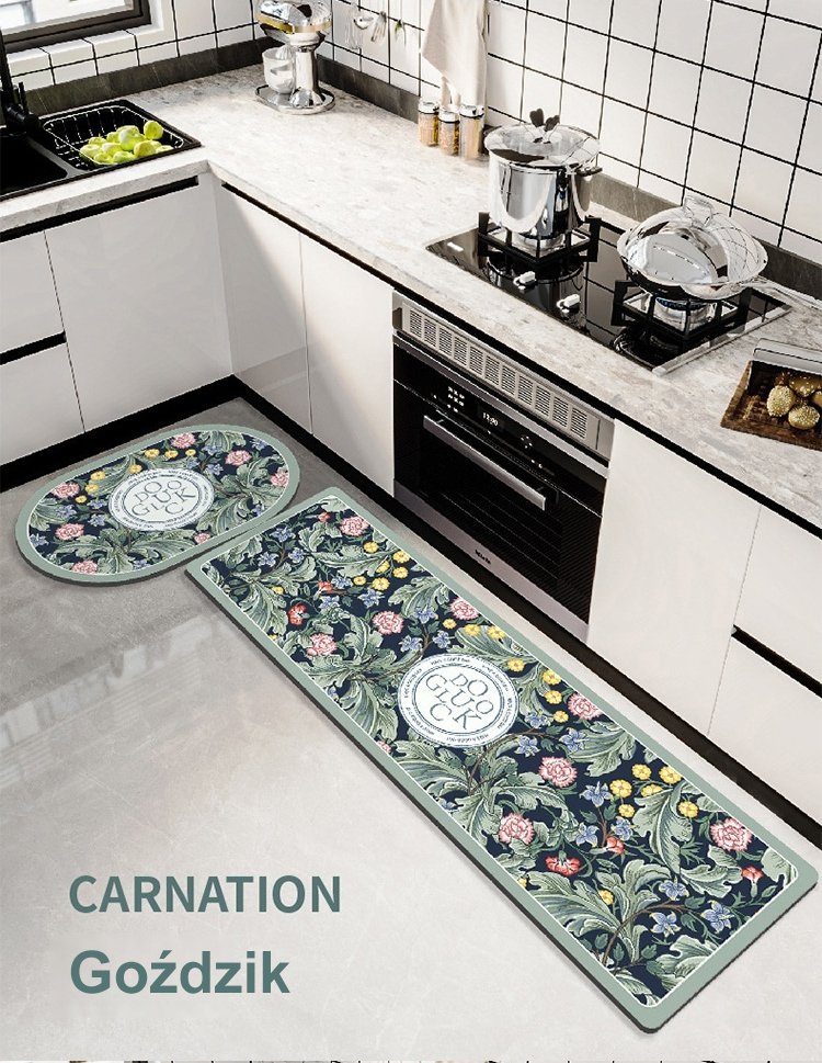 Chłonna mata podłogowa w amerykańskim stylu retro w łazience