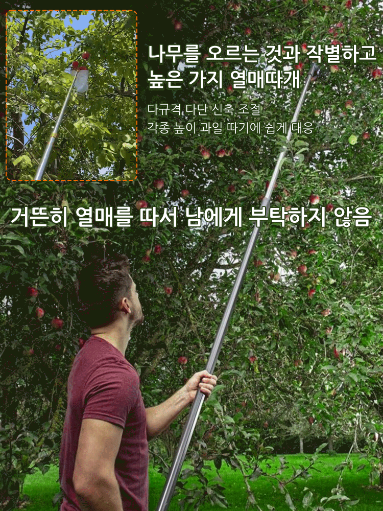 신축 가능한 고공 열매 따개 과일 수확기