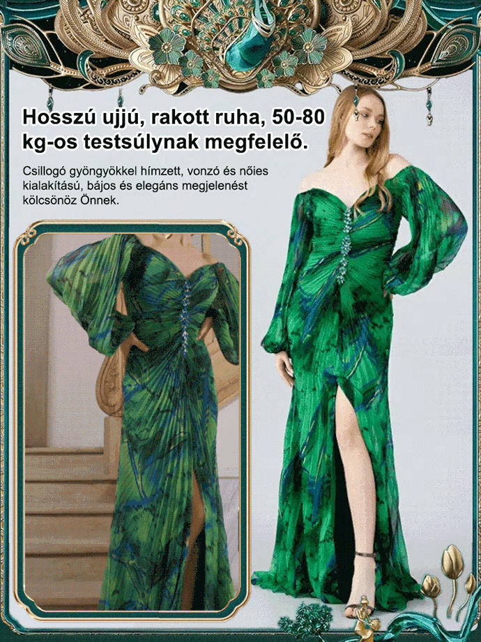 Új party hosszú ujjú arany selyem ruhák