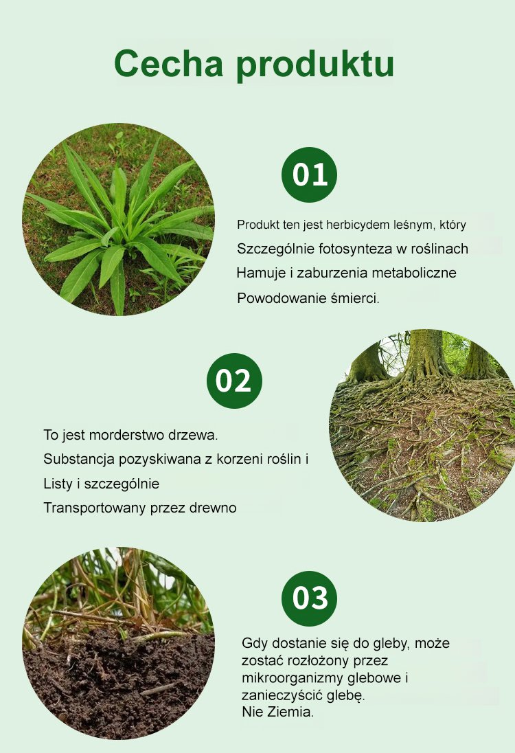 Zbliżenie na etykietę produktu Drzewo bambusowe herbicyd