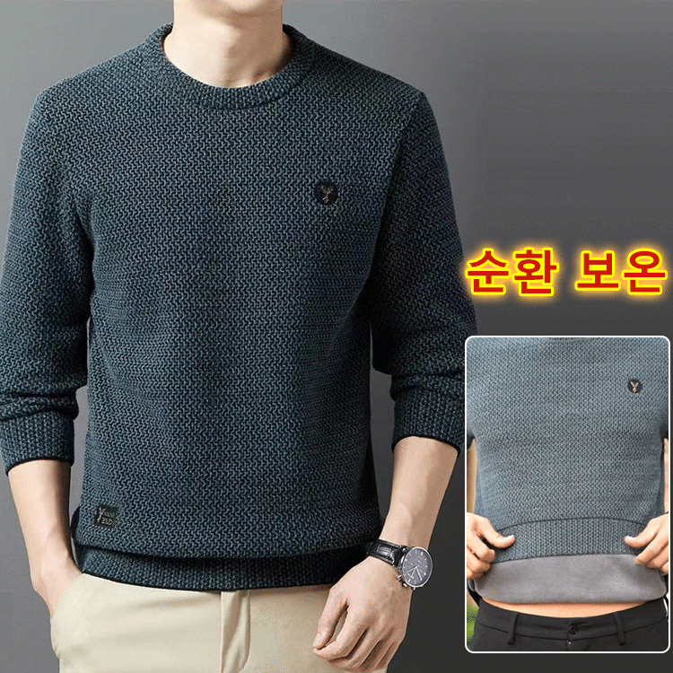 남성용 라운드넥 도톰 밍크퍼 니트