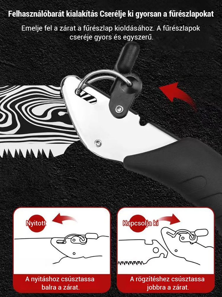 【Japán fekete szamuráj】Hordozható fakitermelő fűrész otthoni használatra