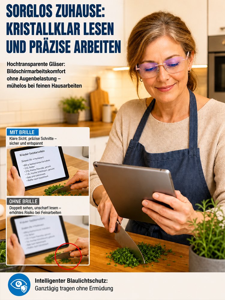 Ultra-leichte randlose Lesebrille mit Diamantschliff
