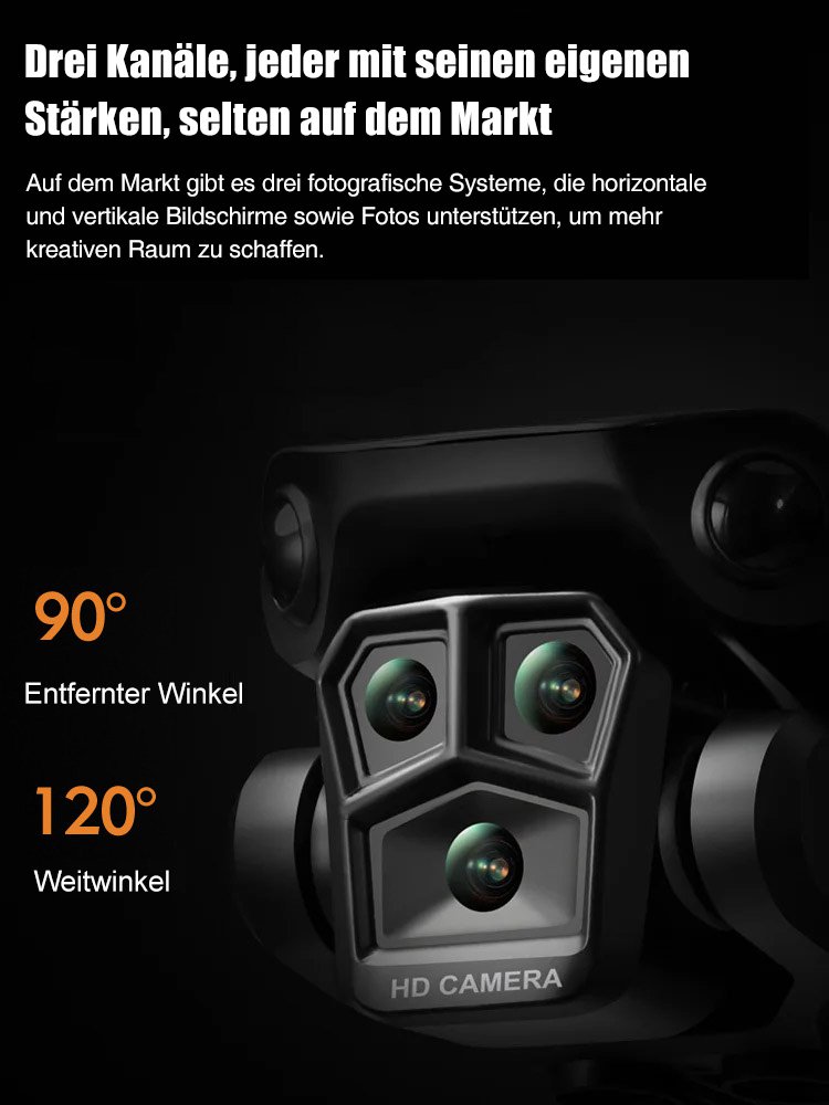 Luftbildkamera mit drei hochauflösenden Kameras zur Hindernisvermeidung