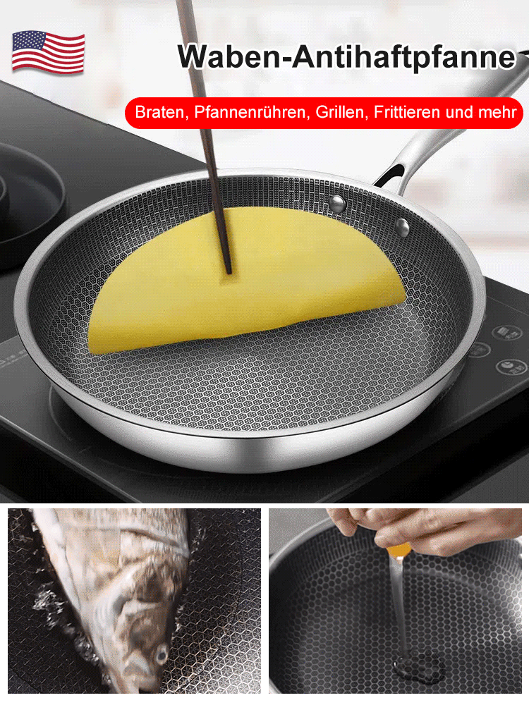 Antihaftbeschichtete Pfanne aus antibakteriellem Edelstahl der neuen Generation