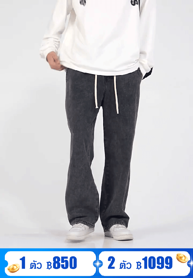 [ผ้าไหมเย็น สำหรับหน้าร้อน] กางเกงยีนส์ ระบายอากาศได้ดี