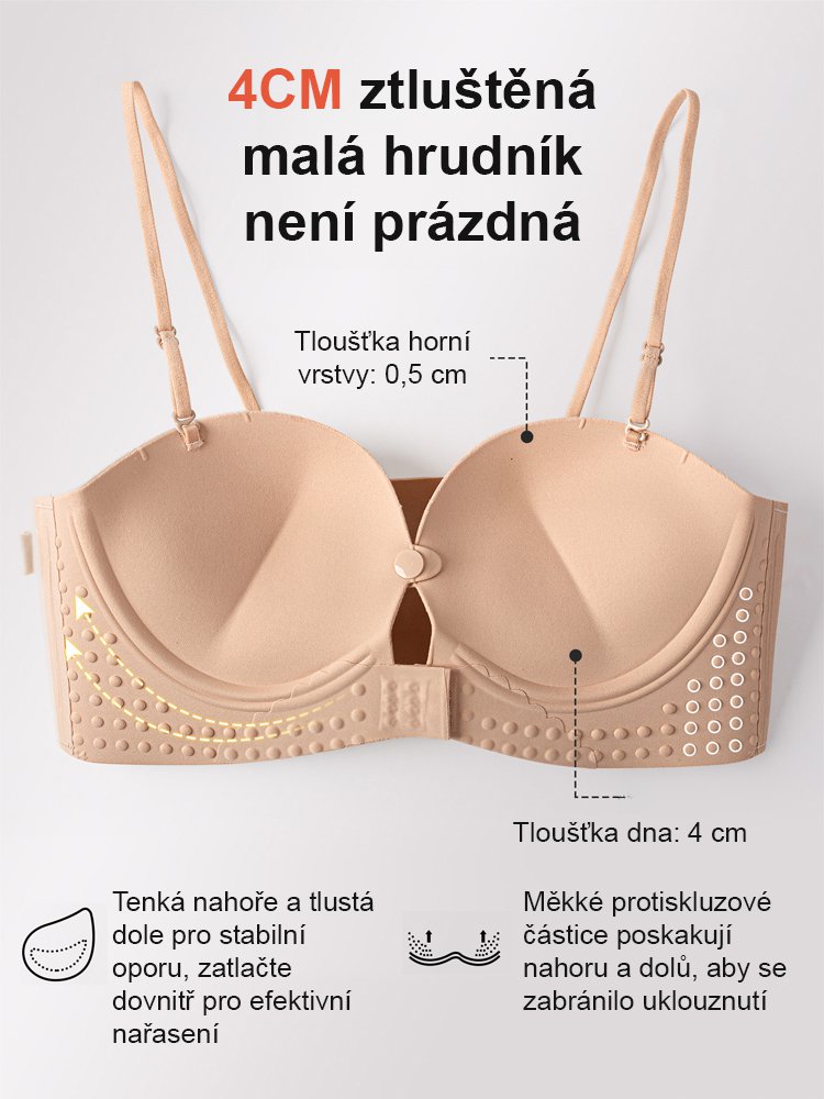 Podprsenka s odnímatelnými ramínky, pro menší prsa, s předním zapínáním proti sklouznutí, neviditeln