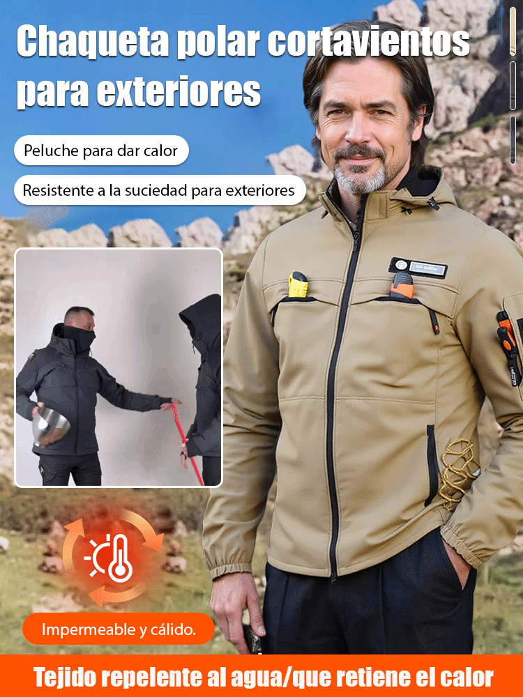 Chaqueta de asalto al aire libre impermeable, cortaviento y forrada.