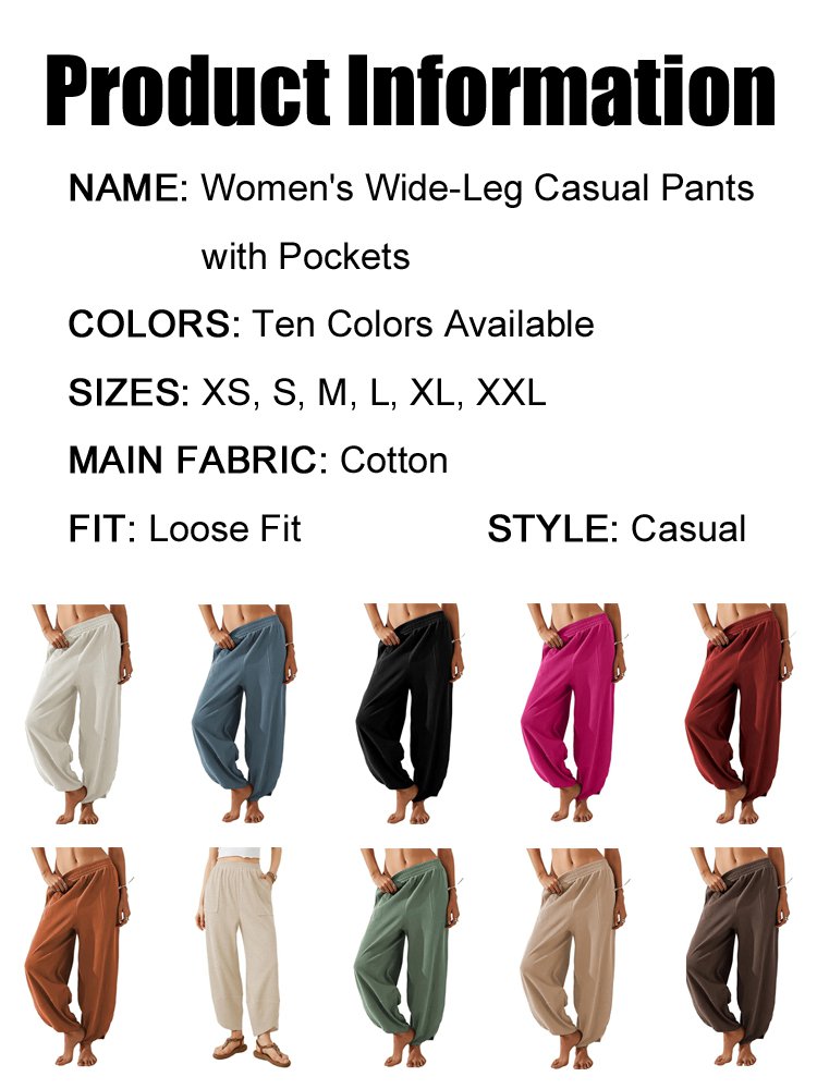 Women's wide-leg casual pants with pockets