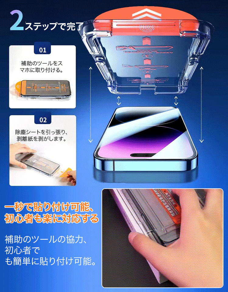 【初心者5秒で完成】覗き見防止・ブルーライトカットスマホフィルム