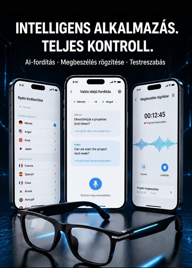  Intelligens Zoom Színváltó Valós idejű AI Fordító Szemüveg