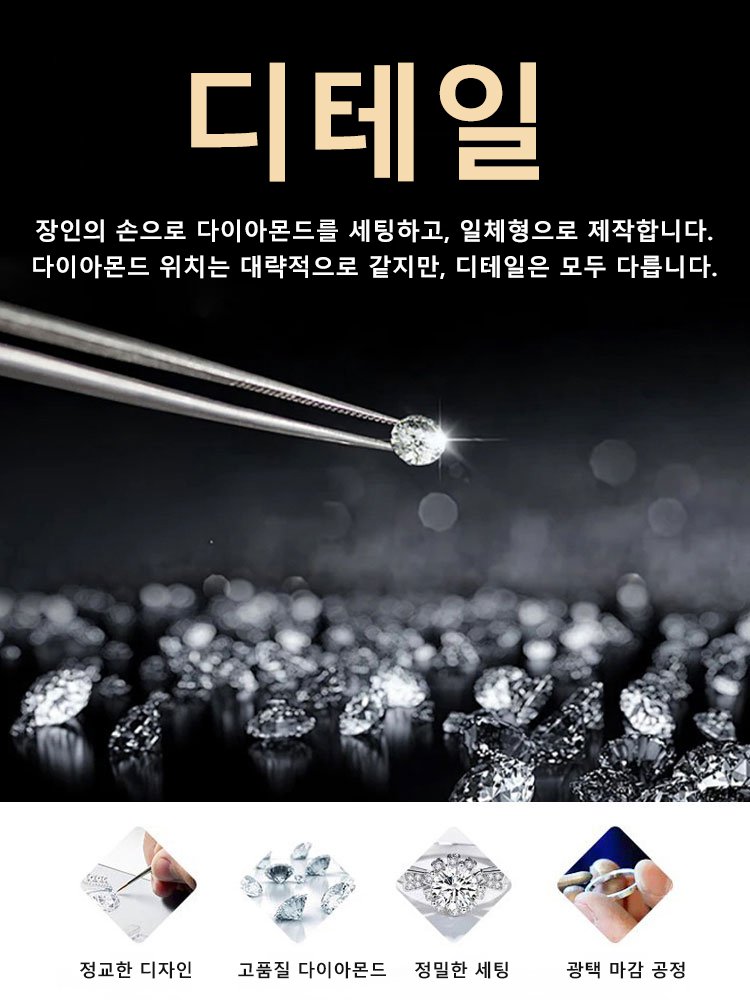 다이아몬드 장식 재물 유입 동전 모양  반지
