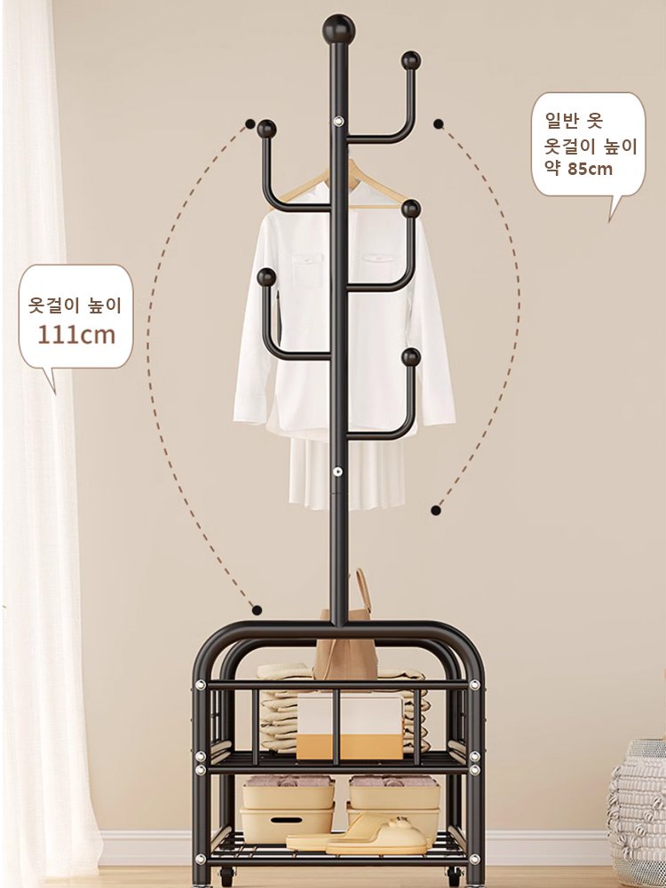 【공간 절약】이동식 바퀴 달린 가정용 라이트 럭셔리 옷걸이 행거