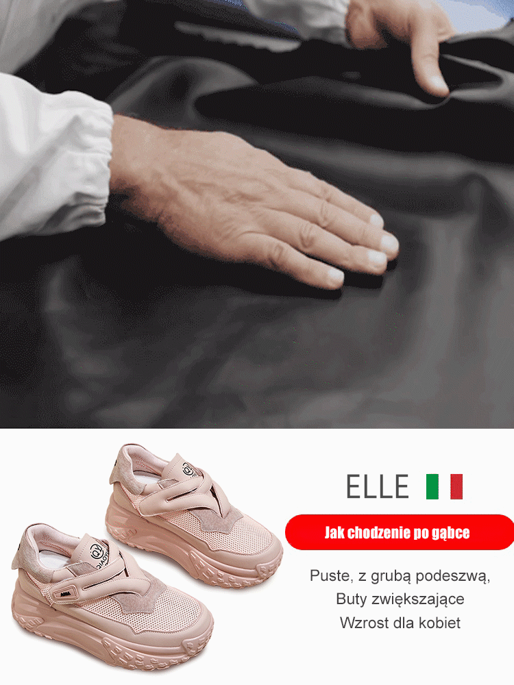 Oddychający i lekki Białe buty zwiększające wysokość, zapinane na rzepy