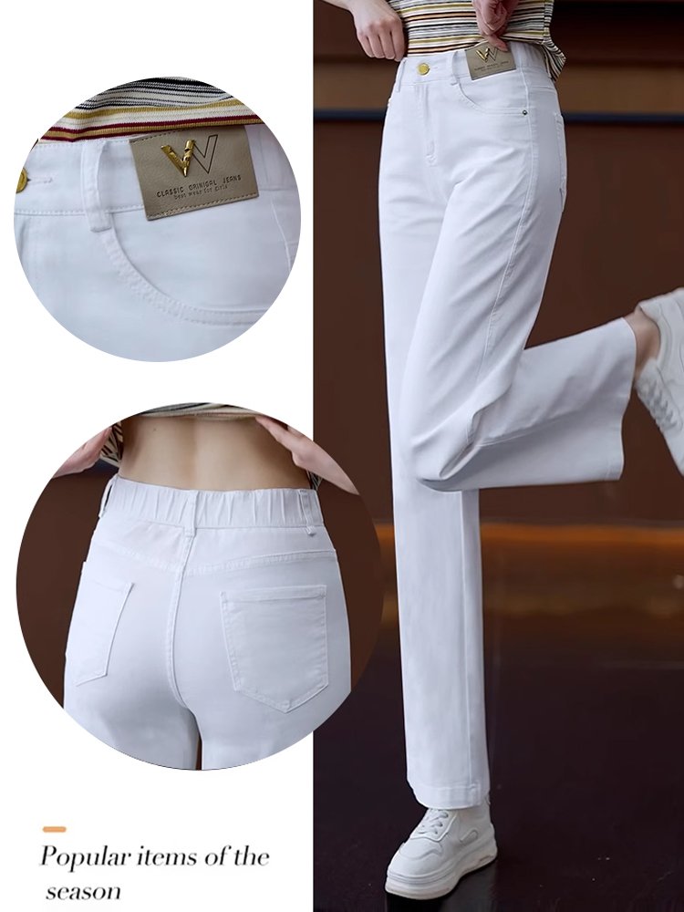 밴딩 허리 슬림핏 신축성 소프트 여성 데님 팬츠